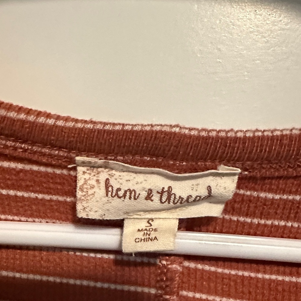 Hem & Thread Rust Striped Mini Dress - Picture 2 of 5